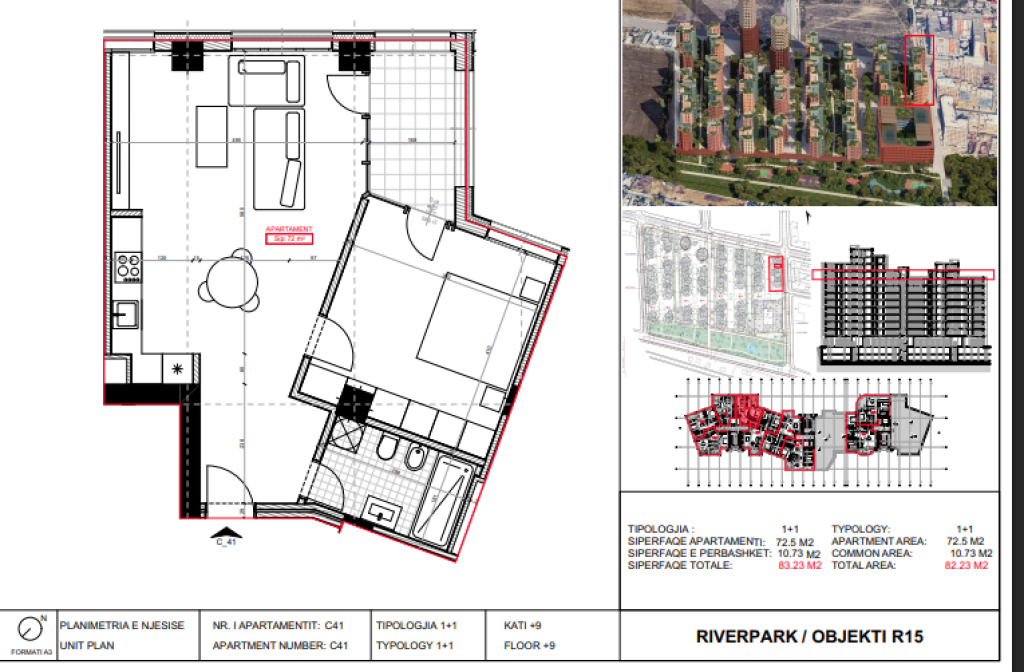 Shitet, Apartament 1+1 River Park Residence, Unaza e Re.