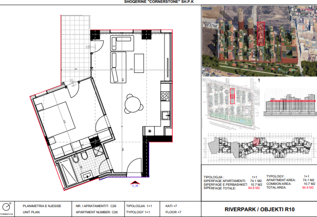 Shitet, Apartament 1+1 River Park Residence, Unaza e Re.