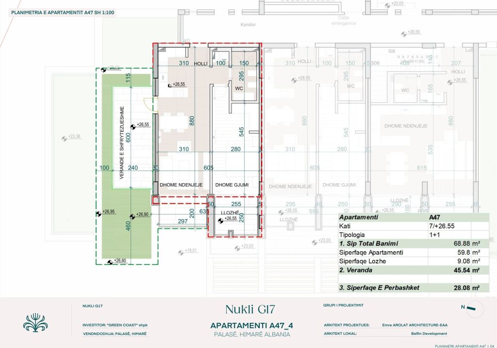 1+1 Apartment A47 | Green Coast G17 | 68.88 m² + veranda | €375,157.93
