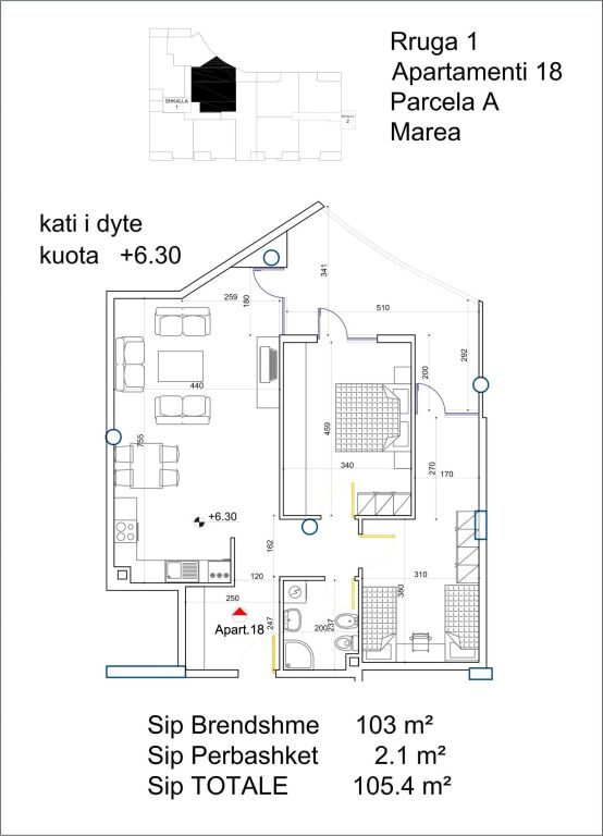 Appartamento 2+1 a Marea Resort | 103 m² | €178,000 | Qerret