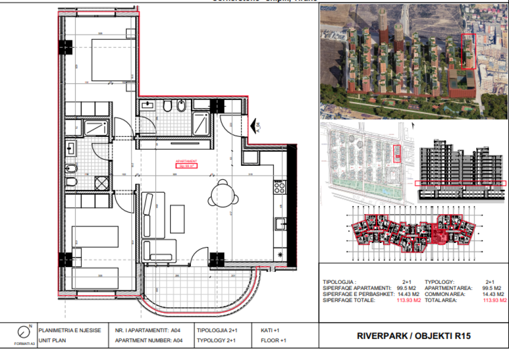 Shitet, Apartament 2+1 River Park Residence, Unaza e Re.