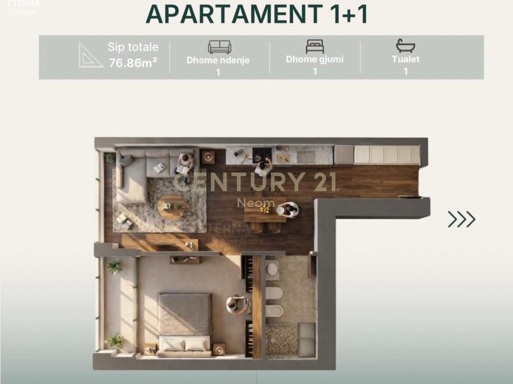 🌆SHITET APARTAMENT 1+1, Bulevardi “Bajram Curri”