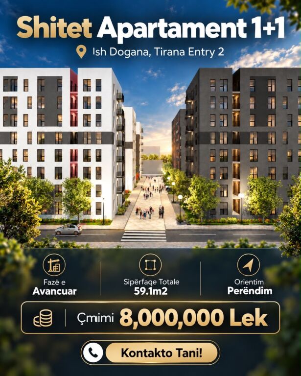 🏡 APARTMENT FOR SALE 1+1 – TIRANA ENTRY 2