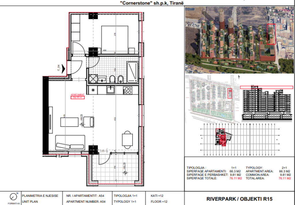 Shitet, Apartament 1+1 River Park Residence, Unaza e Re.