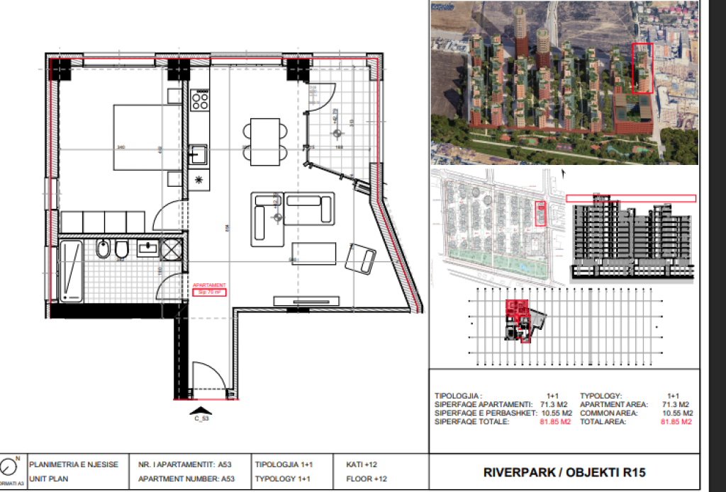 Shitet, Apartament 1+1 River Park Residence, Unaza e Re.