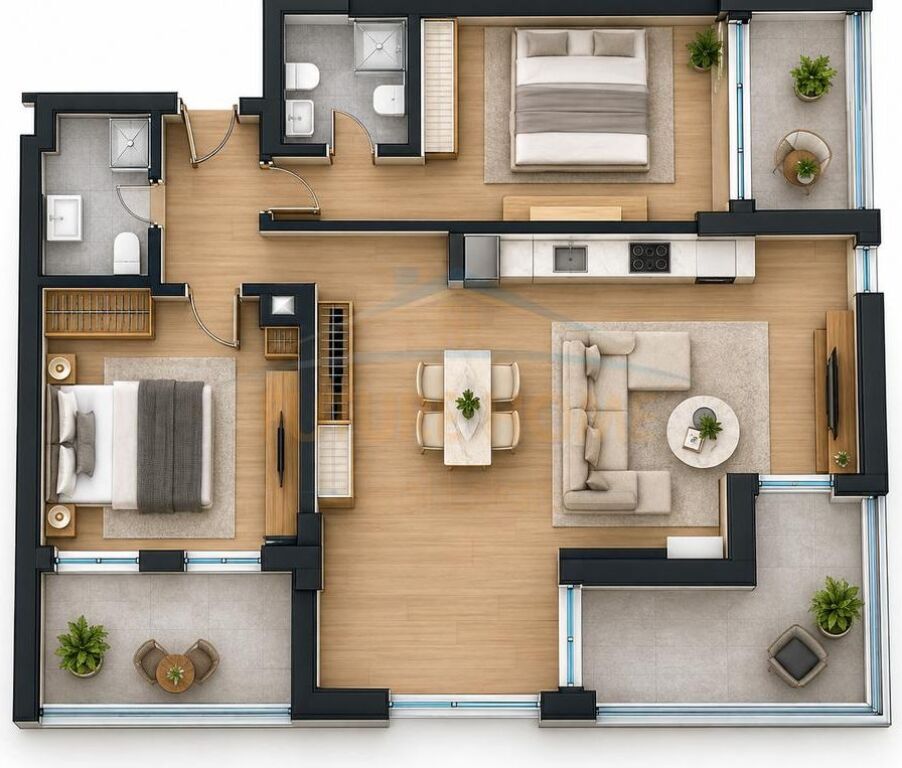 Apartament 2+1+2+3 ballkone per shitje tek Moa Residence!