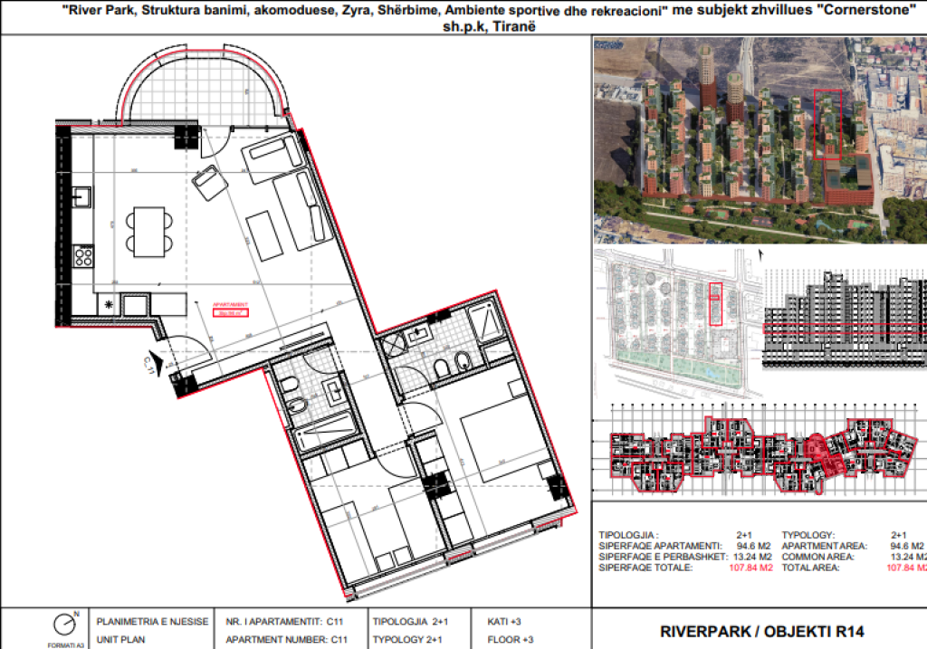 Shitet, Apartament 2+1 River Park Residence, Unaza e Re.