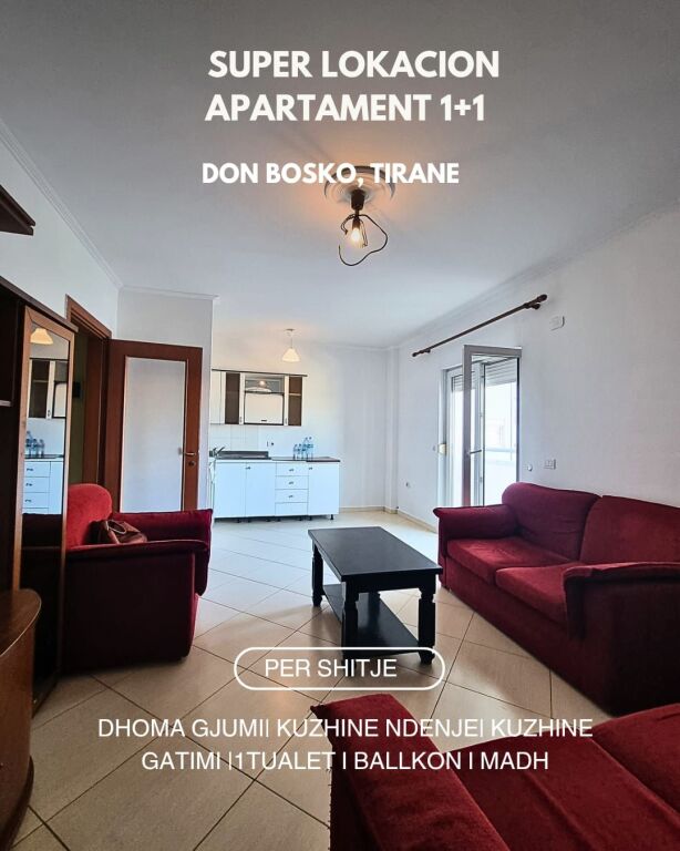 📣📍Super Lokacion. Prane fillimit te Don Boskos. 🔸️Shitet apartament 1+1 🏢Pallat i ri, me ashensor.