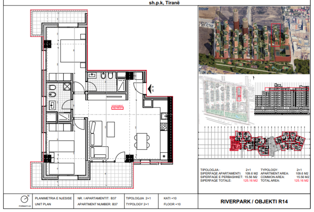 Shitet, Apartament 2+1 River Park Residence, Unaza e Re.