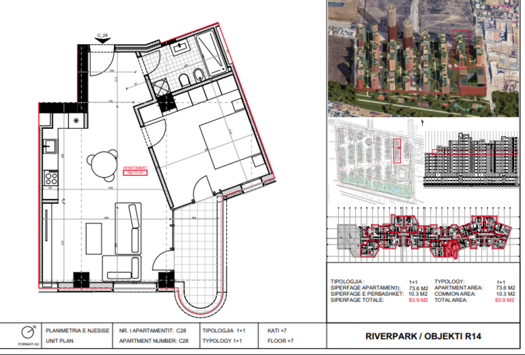 Shitet, Apartament 1+1 River Park Residence, Unaza e Re.