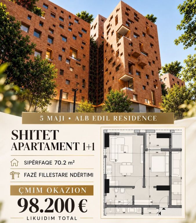 1+1 apartment for sale at Alb Edil Residence, 5 Maji Street .  
