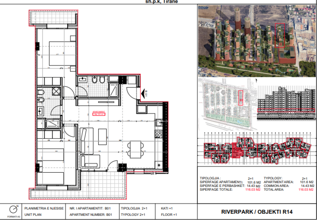 Shitet, Apartament 2+1 River Park Residence, Unaza e Re.