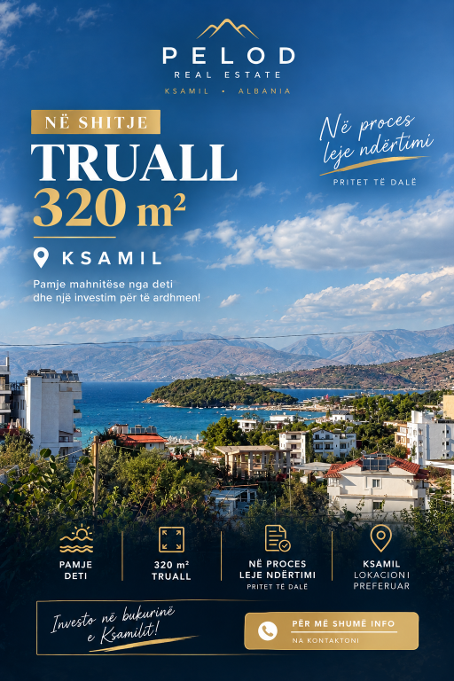 Shitet truall ksamil pamje nga deti 320m2