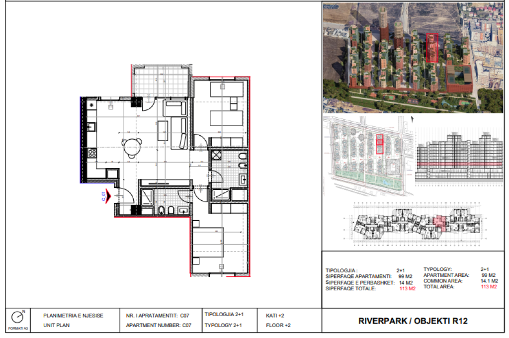 Shitet, Apartament 2+1 River Park Residence, Unaza e Re.