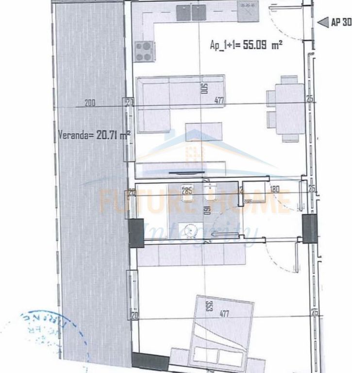 Shitet, Apartament 1+1+Verandë, Ilyrian Residence, Tiranë.