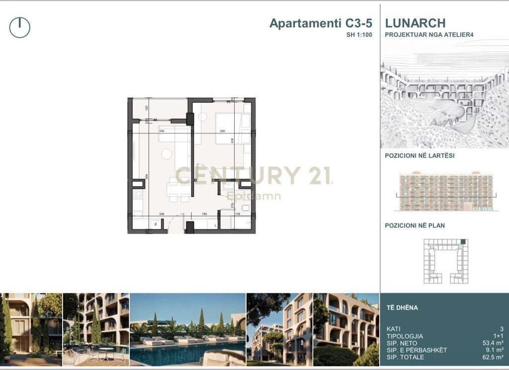 EKSKLUZIVE! Apartament 1+1 në shitje në Lunarch Residence Mali i Robit! 75,600 €