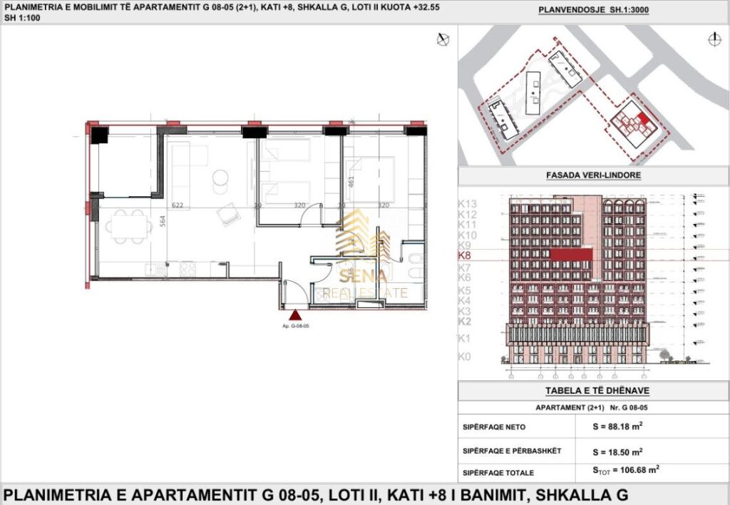 In vendita, Appartamento 2+1+2WC+Blk, Ex Profarma – Xhamllik-Dara Residence , 2000€/m
