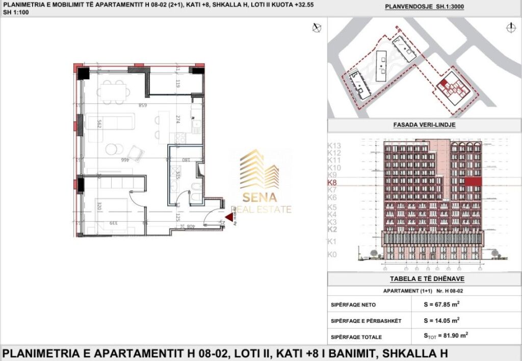 Shitet, Apartament 1+1+Blk, Ish Profarma – Xhamllik-Dara Residence , 2000€/m