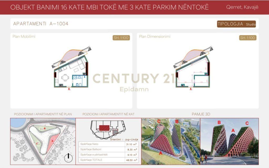 REZIDENCA NAREA - STUDIO PREMIUM PER SHITJE , MUNDESI PAGESE ME KESTE!    121,250 €