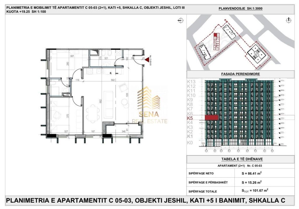 In vendita, Appartamento 2+1+2WC+Blk, Ex Profarma – Xhamllik-Dara Residence , 2000€/m