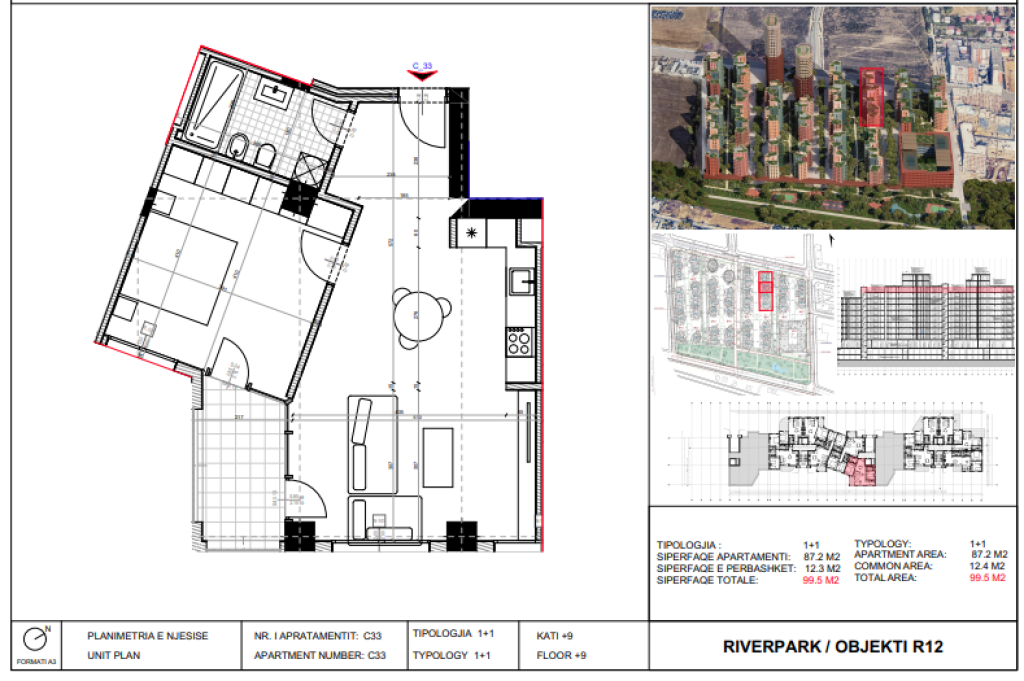 Shitet, Apartament 1+1 River Park Residence, Unaza e Re.