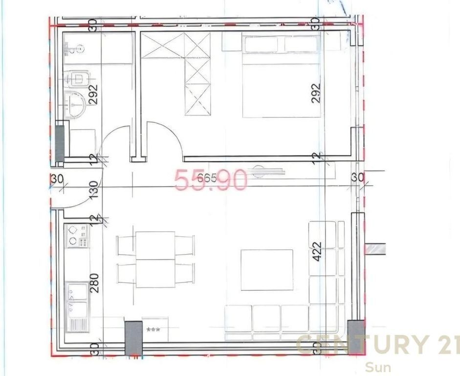 APARTAMENT 1+1 PER SHITJE NE REZIDENCEN KODRA E DIELLIT 2