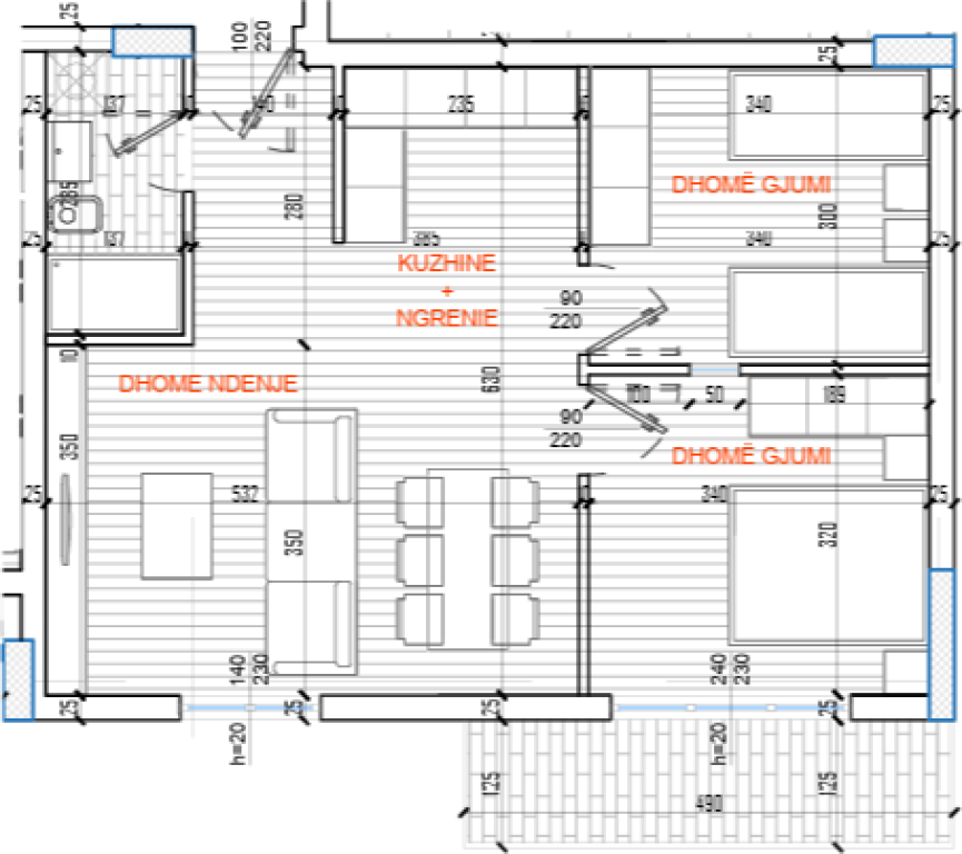 SHITET APARTAMENT 2+1 – KOMPLEKSI TUDAS, ISH-PARKU I AUTOBUSËVE