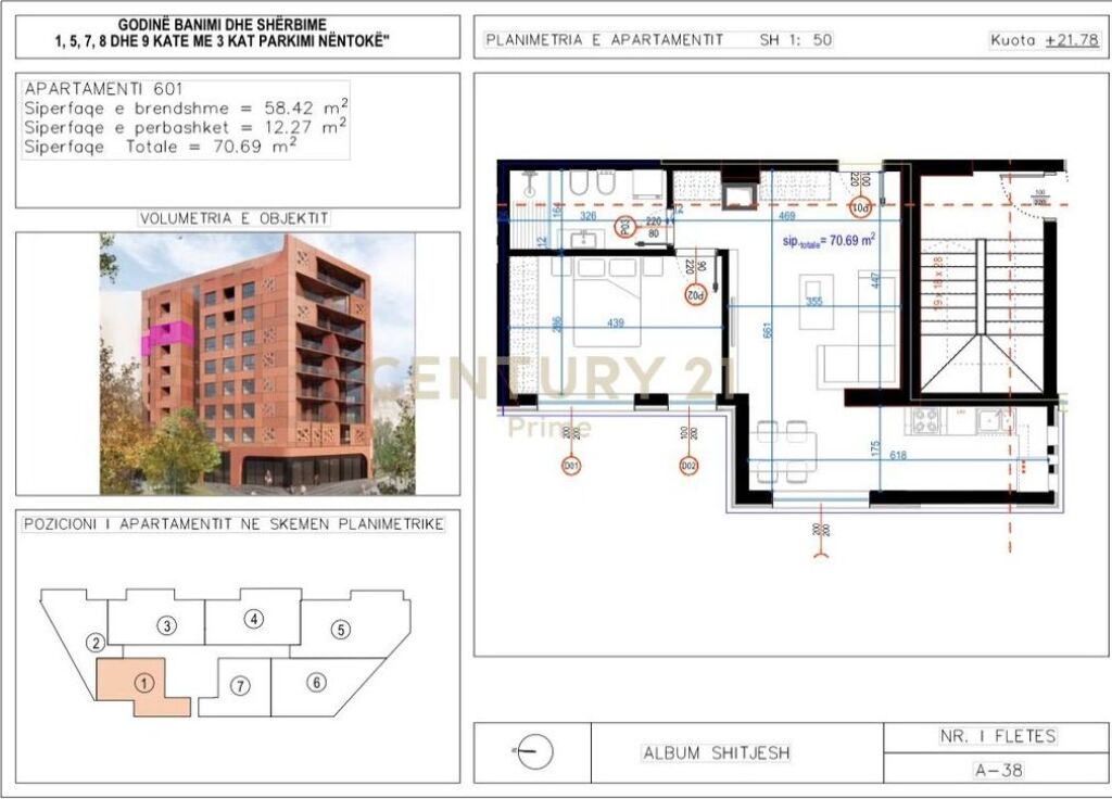 Shitet apartament 1+1 tek Ali Demi