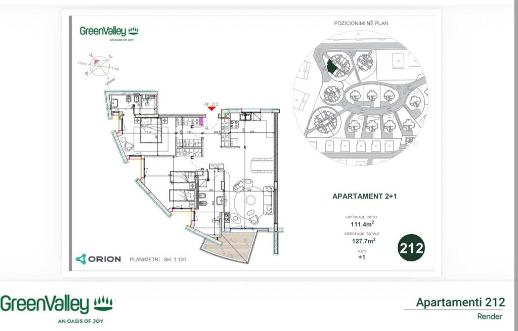 Apartament 2+1+2 në Green Valley Residence – Elegancë dhe komoditet pranë Liqenit