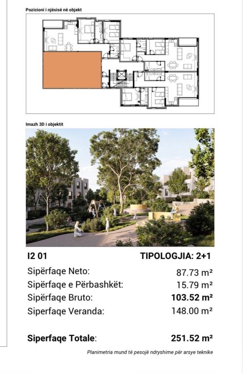 Shitet apartament me verande Park Hauses Tirane