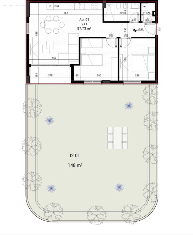 Shitet apartament me verande Park Hauses Tirane