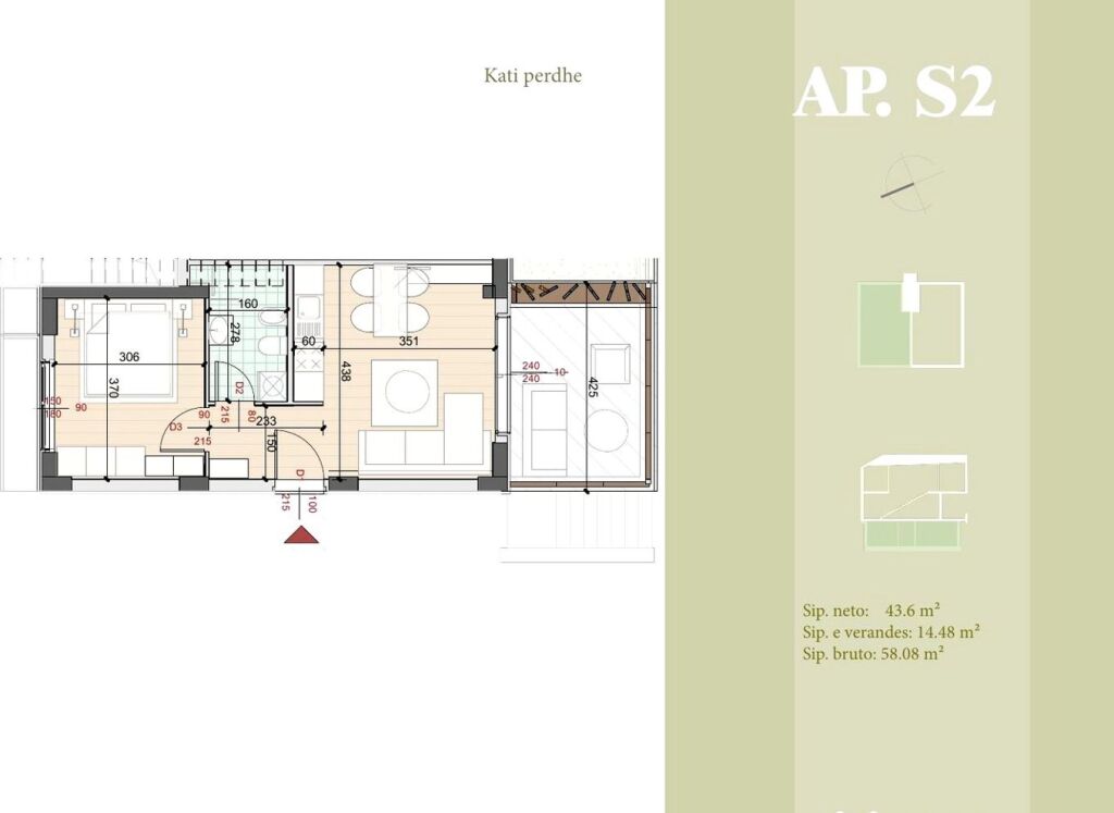 In vendita 1+1 al piano terra, Stone Village Qeparo – AP17