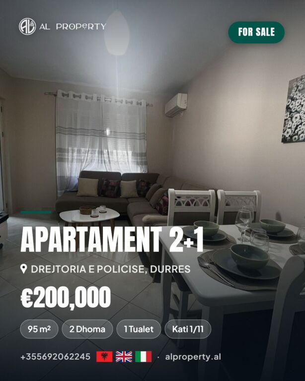 Apartament 2+1 me Vend Parkimi pranë Drejtorisë së Policisë, Durrës