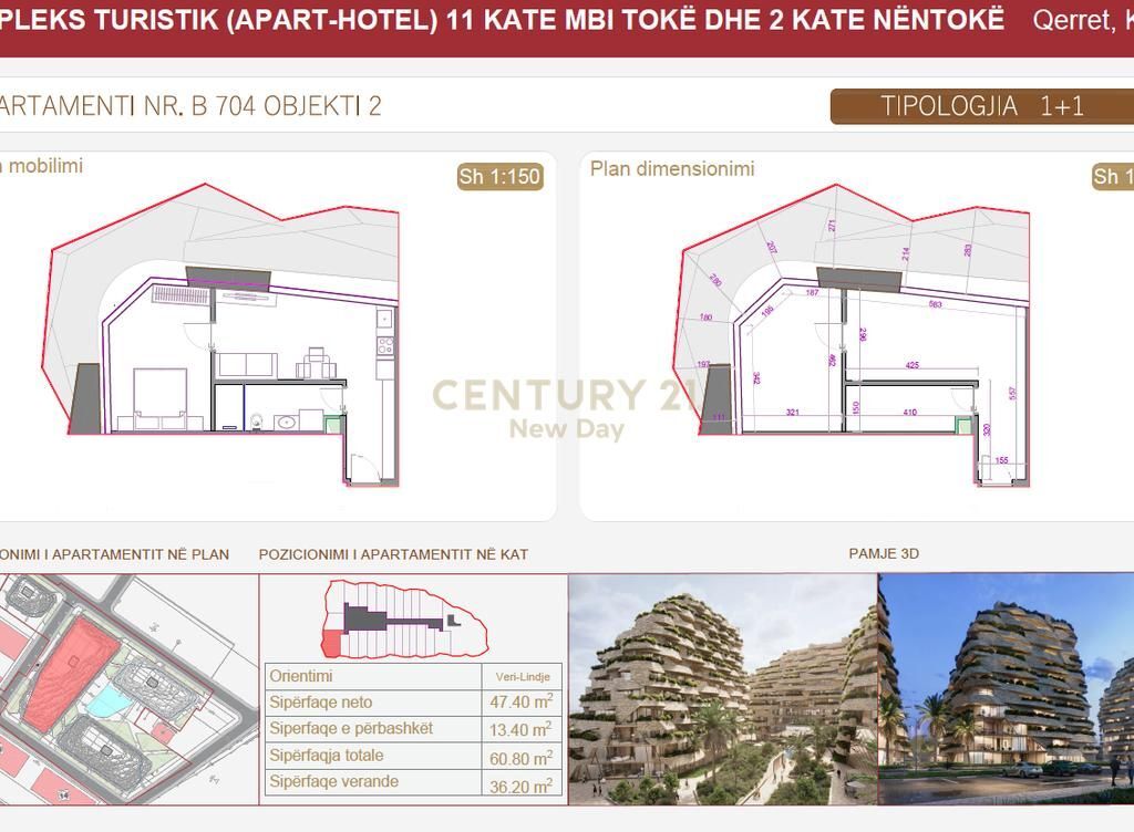 SHITET APARTAMENT 1+1 ME VERANDE - SEASTRA RESIDENCE - QERRET!