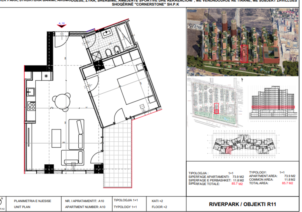 Shitet, Apartament 1+1 River Park Residence, Unaza e Re.