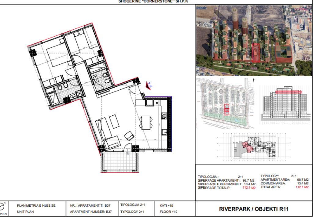 Shitet, Apartament 2+1 River Park Residence, Unaza e Re.