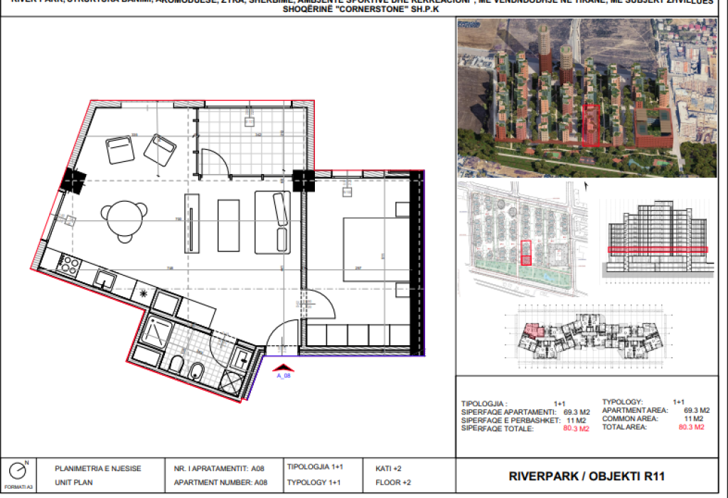 Shitet, Apartament 1+1 River Park Residence, Unaza e Re.