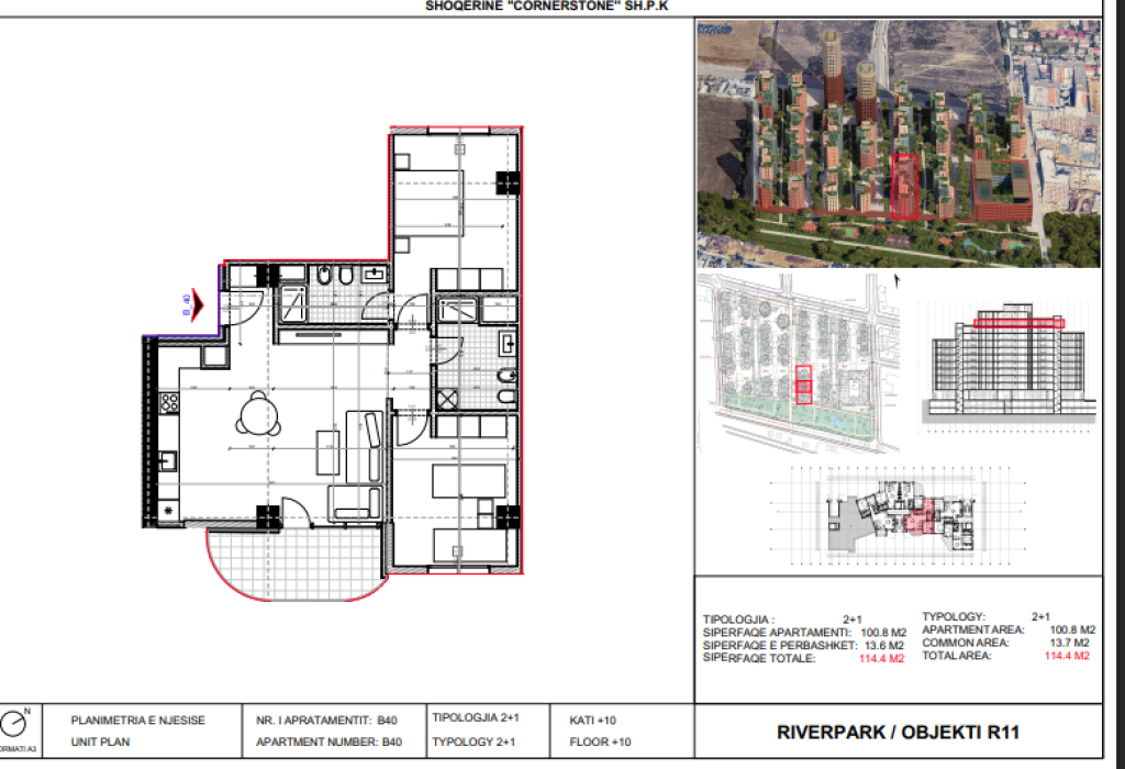 Shitet, Apartament 2+1 River Park Residence, Unaza e Re.