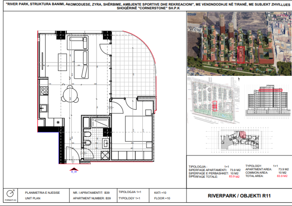 Shitet, Apartament 1+1 River Park Residence, Unaza e Re.