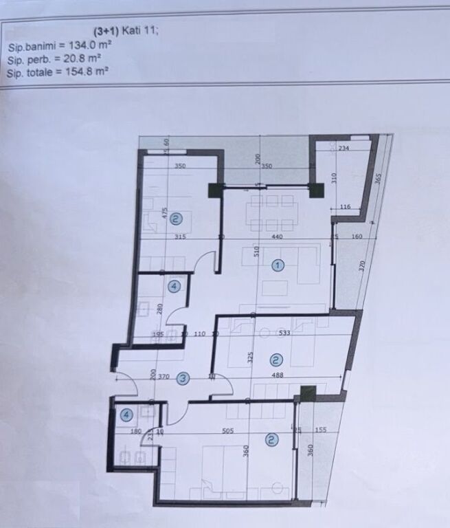 APARTAMENT 3+1+2 NË SHITJE - Pranë Casa Italia, Kashar ID 5890