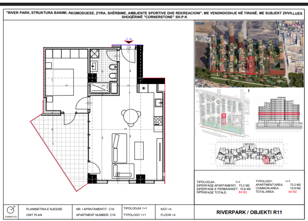 Shitet, Apartament 1+1 River Park Residence, Unaza e Re.