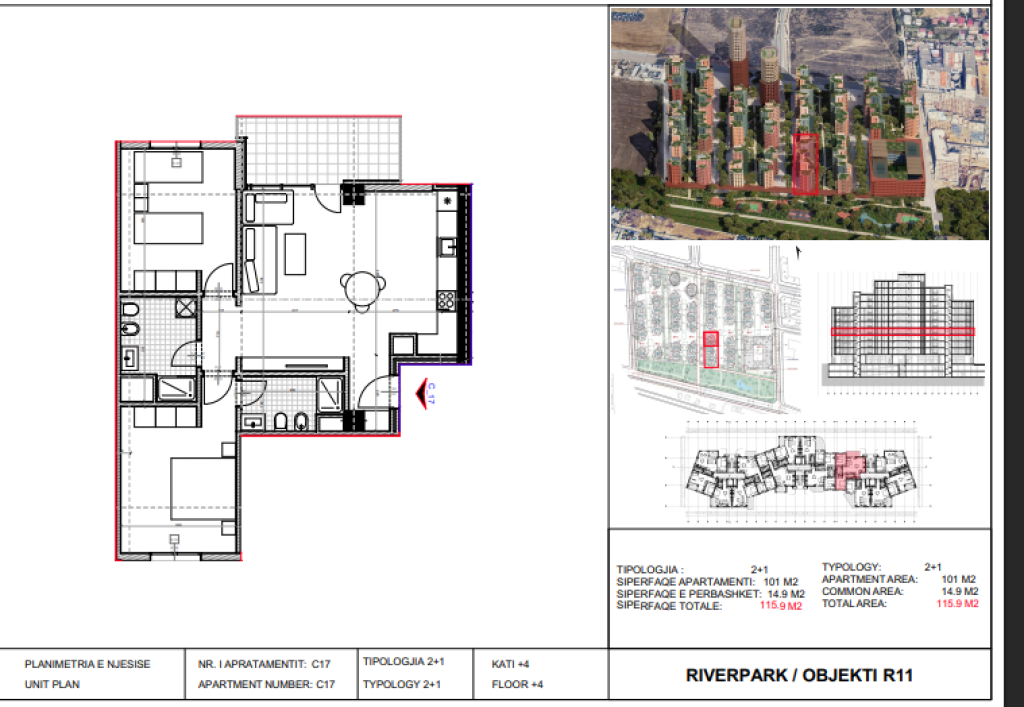 Shitet, Apartament 2+1 River Park Residence, Unaza e Re.