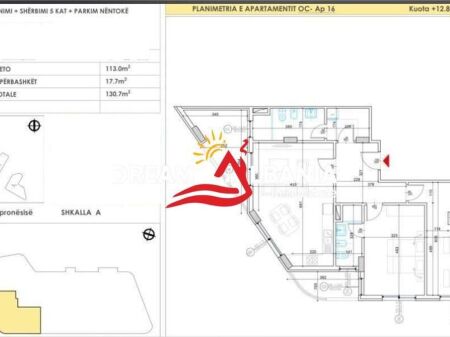 Appartamento 2+1 in vendita presso il Lago Secco, vicino all'Hotel Radisson a Tirana (ID 41211910)