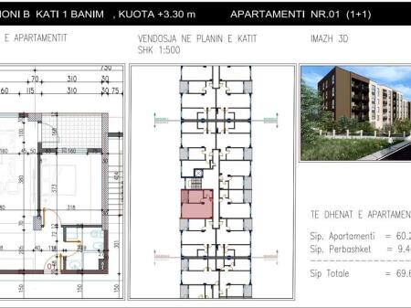 Appartamento 1+1 69.68m2