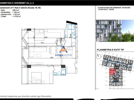 VENDESI APPARTAMENTO 2+1+BALCONE "RRUGA JAVER MALO, ISH PARKU" 225.600 EURO