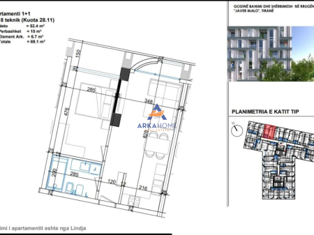 FOR SALE APARTMENT 1+1+BALCONY "RRUGA JAVER MALO, ISH PARKU" 138,200 EURO