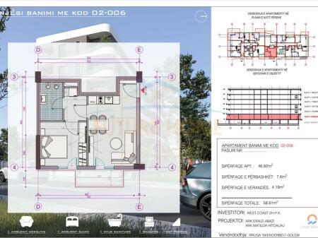 Shitje, Apartament 1+1, Rezidenca West Coast, Golem