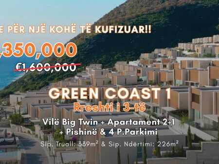  FOR SALE – GREEN COAST 1 | 3rd row - BIG TWIN VILLA + Ap 2+1 + POOL + 4 PARKING SPACES | €1.35M