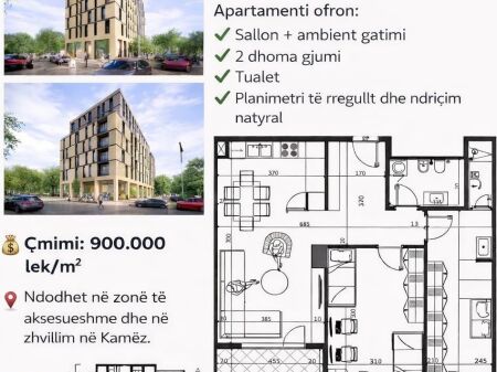 SHITET APARTAMENT 2+1 NË KAMEZ