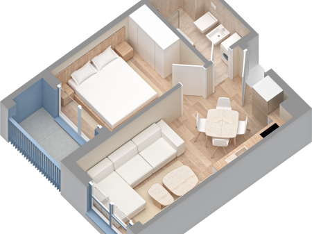 Shitet Apartament 1+1 Rezidenca Oxa Fresk 73.000 Euro